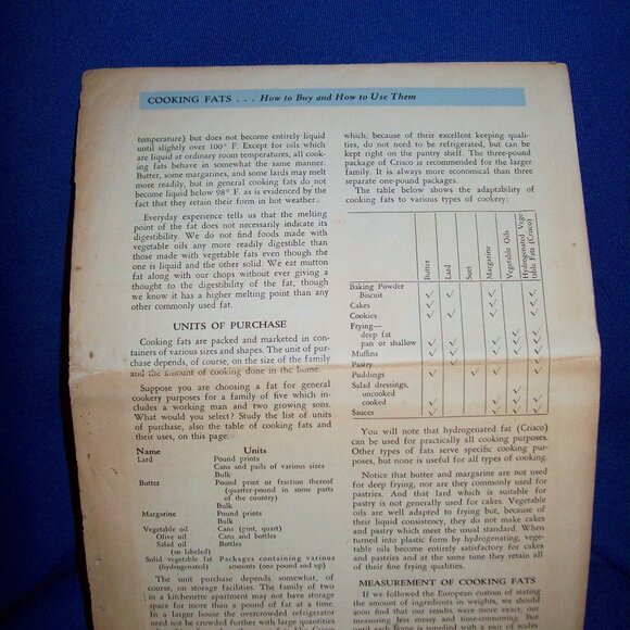 Cooking Fats: How to Buy and Use Them - Vintage Proctor & Gamble Partial Booklet - Picture 2 of 4